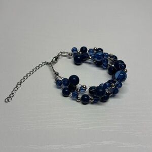 Blue and Silver Beaded Bracelet